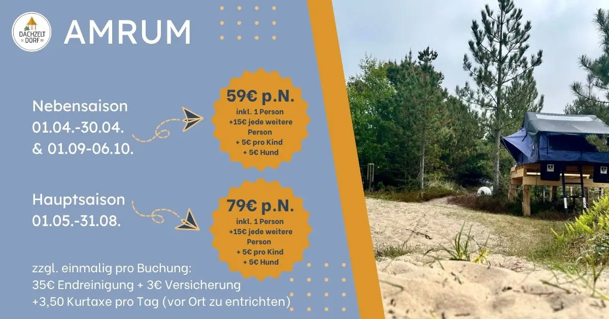 dachzelt dorf amrum preise uebernachtung 2026