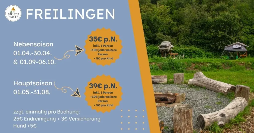 dachzelt dorf freilingen preise uebernachtung 2026