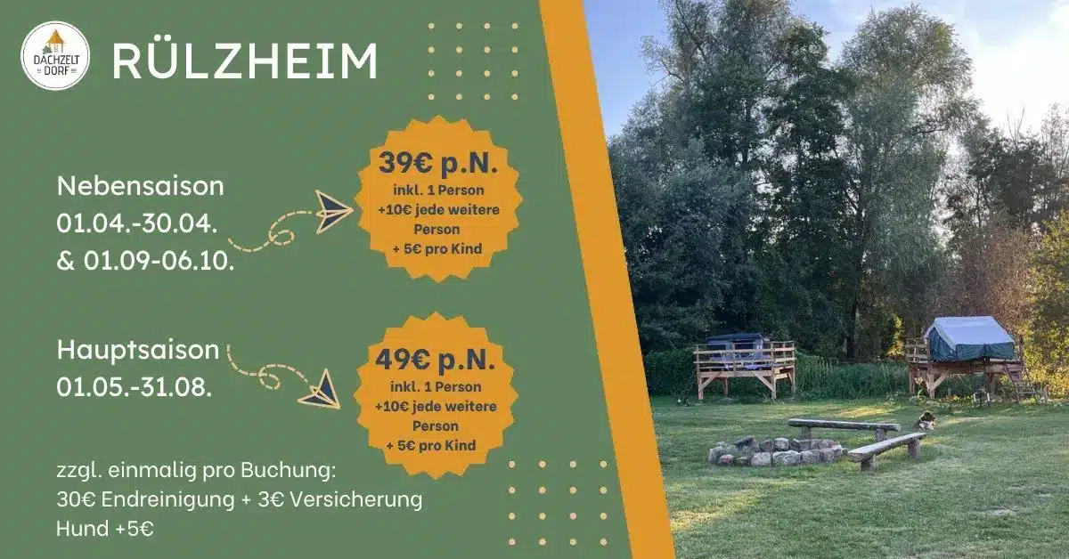 dachzelt dorf ruelzheim preise uebernachtung 2026