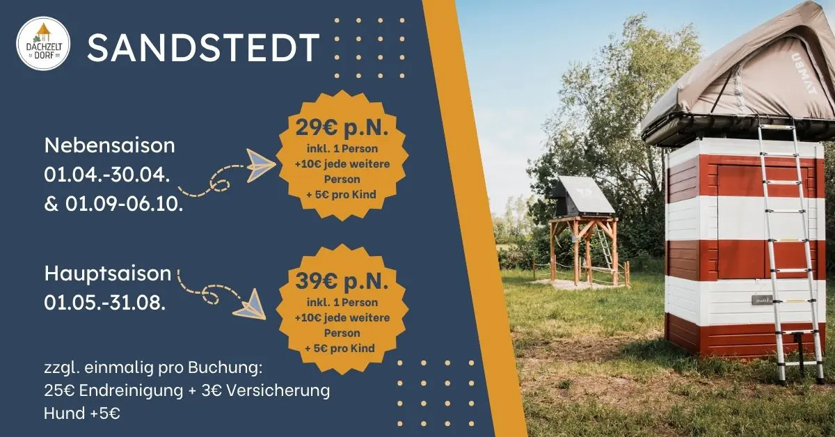 dachzelt dorf sandsted preise uebernachtung 2026