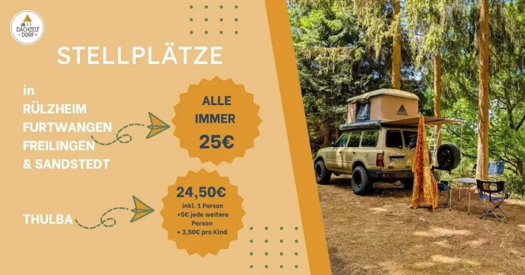 stellplaetze dachzelt dorf preise 2026