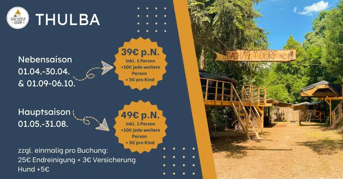 dachzelt dorf thulba preise uebernachtung 2026